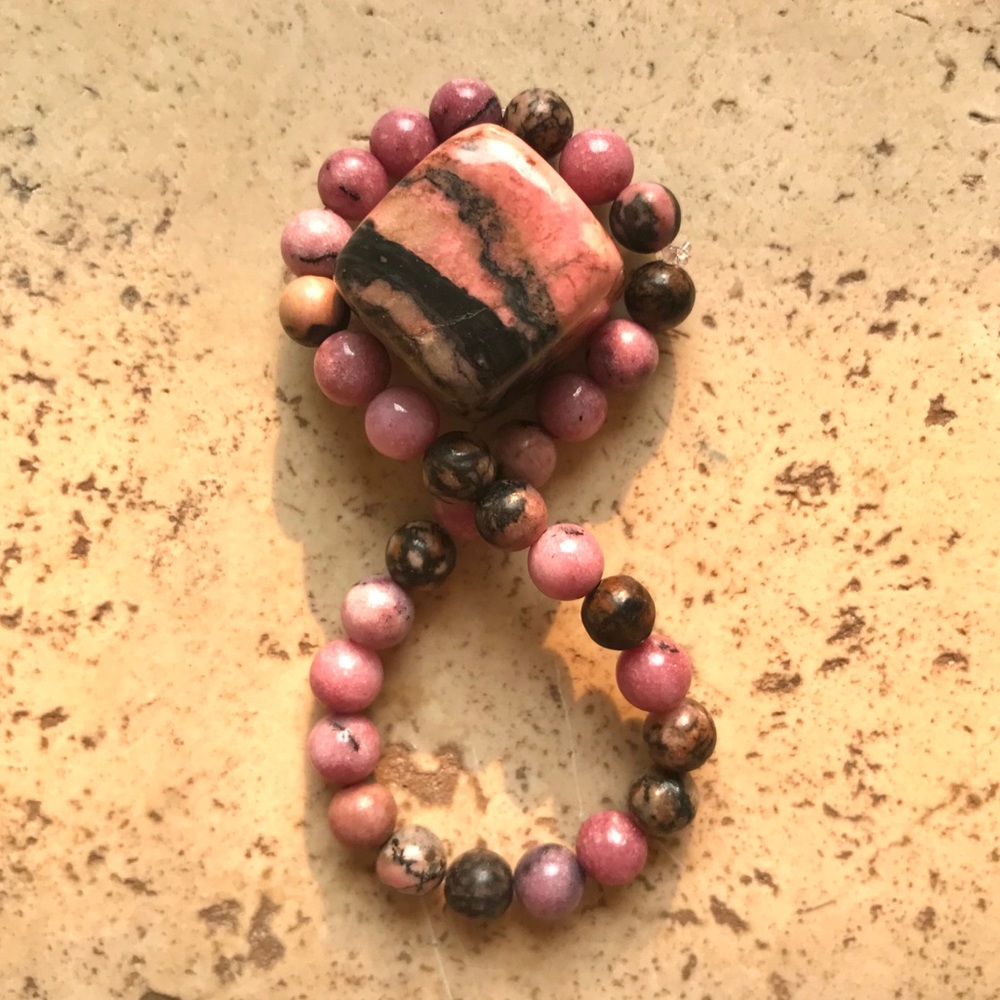 Welcome Love! Rhodonite Bracelet & Pocket Stone